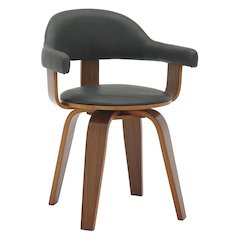 Modern Wooden Dining Chair, Walnut Color Frame in Black