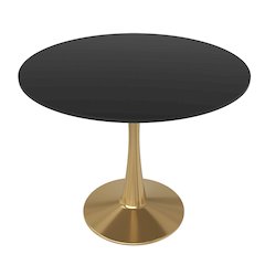 Bristol 31" round dining table Gold Base With Black Top