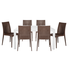 Mace 7-Piece Outdoor Dining Set with Rectangular Table and Stackable Chairs