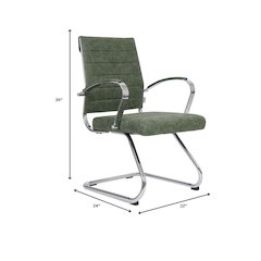 Benmar Home Leather Guest Office Chair in Green