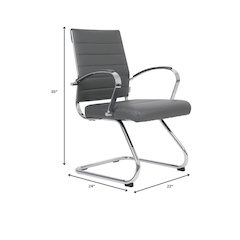 Benmar Home Leather Guest Office Chair in Grey