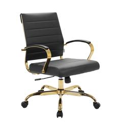 Benmar Home Leather Office Chair With Gold Frame