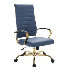 Benmar High-Back Leather Office Chair With Gold Frame