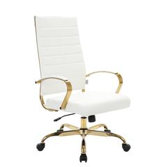 Benmar High-Back Leather Office Chair With Gold Frame
