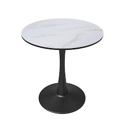 Bristol 24" round dining table Black base with marbled MDF top