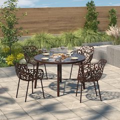 Devon Tree Design Glass Top Aluminum Base Indoor Outdoor Dining Table