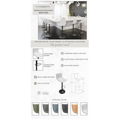 Tilbury Modern Adjustable Bar Stool in Light Grey