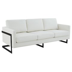Lincoln White Leather Sofa With Black Frame