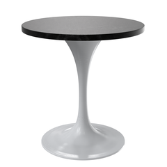Verve 27 Round Dining Table, White Base with Black MDF Top