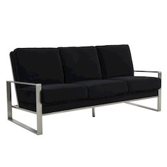 Jefferson Contemporary Modern Design Velvet Sofa With Silver Frame