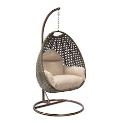 Beige Wicker Hanging Egg Swing Chair