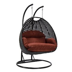 Mendoza Charcoal Wicker Hanging 2 person Egg Swing Chair