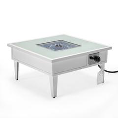 Walbrooke Outdoor Patio Aluminum Square Fire Pit Side Table with Lid