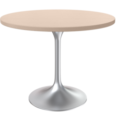 36" Round Dining Table, Brushed Chrome Base with Light Natural Wood MDF Top