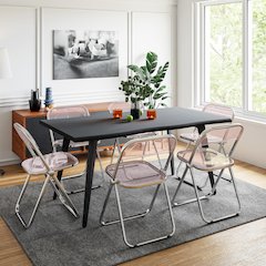 Lawrence 7-Piece Acrylic Folding Dining Chair in Rose Pink