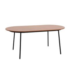 71" Oval Dining Table with MDF Top and Black Steel Legs