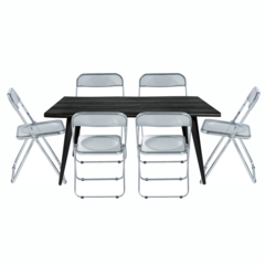 7-Piece Acrylic Folding Dining Chair and Rectangular Dining Table Set