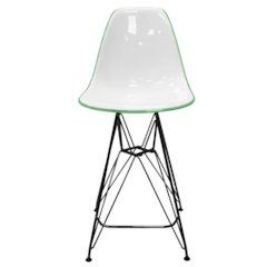 Modern Acrylic Bar stool Cresco Collection Black Base with White/Green seat