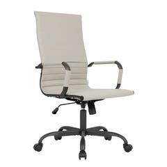 Leather Home High-Back Office Chair in Tan With Black Frame