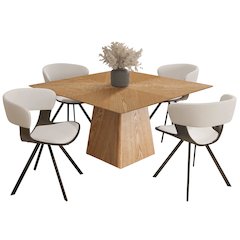 5-Piece Dining Set in Dark Walnut/White