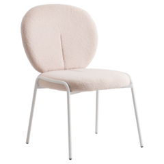 Celestial Series Boucle Dining Chair, White Frame with Beige Fabric