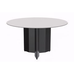 Round Dining Table Black Base with 60 Round Solid White Sintered Stone Top