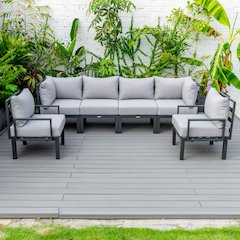 Chelsea 6-Piece Patio Sectional Black Aluminum With Cushions