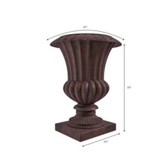 Lotus Series Poly Stone Planter in Brown, 20 Dia, 28 High