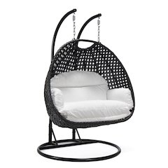 Mendoza Charcoal Wicker Hanging 2 person Egg Swing Chair
