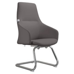 Celeste Series Guest Office Chair in Grey Leather