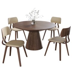 5-Piece Dining Set with Round Wooden Table