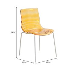 Astor Water Ripple Design Dining Chair in White Base Orange Seat Set of 2
