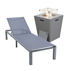 Grey Aluminum Outdoor Patio Chaise Lounge Chair