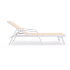 Lounge Chair With Armrests in White Aluminum Frame, Set of 2
