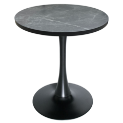 Bristol Dining table, Black Base with 27 Round Marbleized Black MDF top