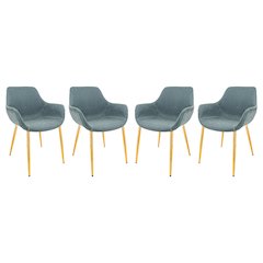 Markley Modern Leather Dining Arm Chair With Gold Metal Legs Set of 4