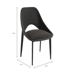 Amalfi Collection Fabric Modern Dining Chair in Charcoal - Set of 2