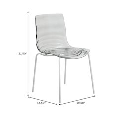 Astor Water Ripple Design Dining Chair in White Base Trans Black Seat