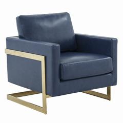 Leather Accent Armchair With Gold Frame