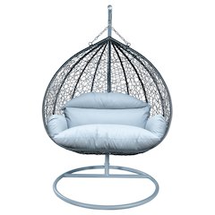Recluse Collection Modern Outdoor Swing Chair Grey Frame with Light Grey Cushion