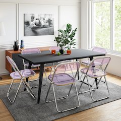 Lawrence 7-Piece Acrylic Folding Dining Chair in Magenta