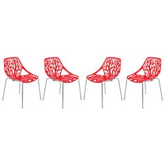 Modern Asbury Dining Chair w/ Chromed Legs, Set of 4