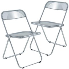 Lawrence Acrylic Folding Chair With Metal Frame, Set of 2