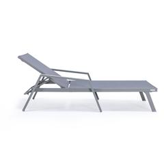 Marlin Patio Chaise Lounge Chair With Armrests in Grey Aluminum Frame, Set of 2