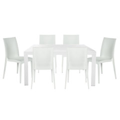 Mace 7-Piece Outdoor Dining Set with Rectangular Table and Stackable Chairs