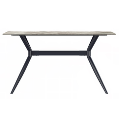 Black Stainless Steel Dining Table 55 With Deep Grey Sintered Stone Top