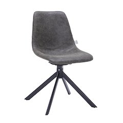 Markley Modern Leather Swival Dining Chair With Metal Legs in Grey