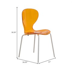Modern Oyster Transparent Side Chair in White Base Set of 4