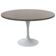 Verve 48 Round Dining Table, White Base with Dark Maple MDF Top