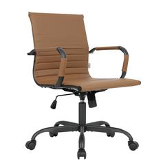 Leather Home Office Chair in Light Brown With Black Frame